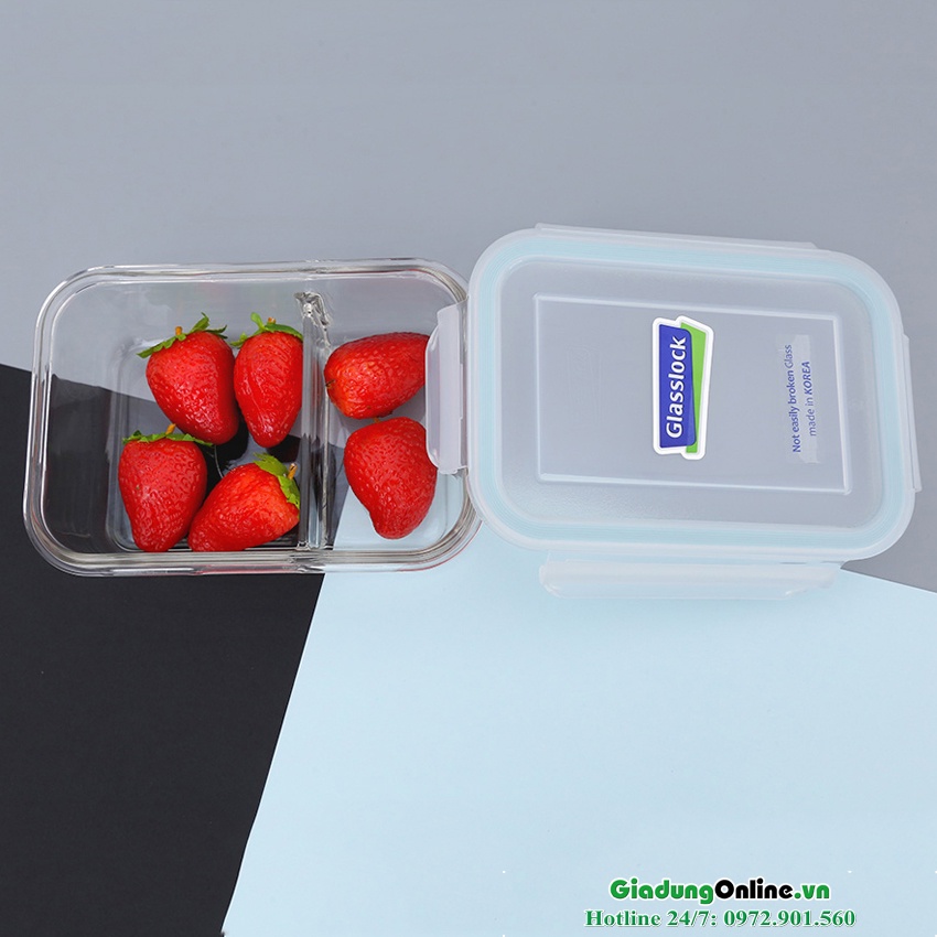 Bộ 2 hộp đựng thực phẩm 2 ngăn Glasslock MCRK067 670ml - Larva Store