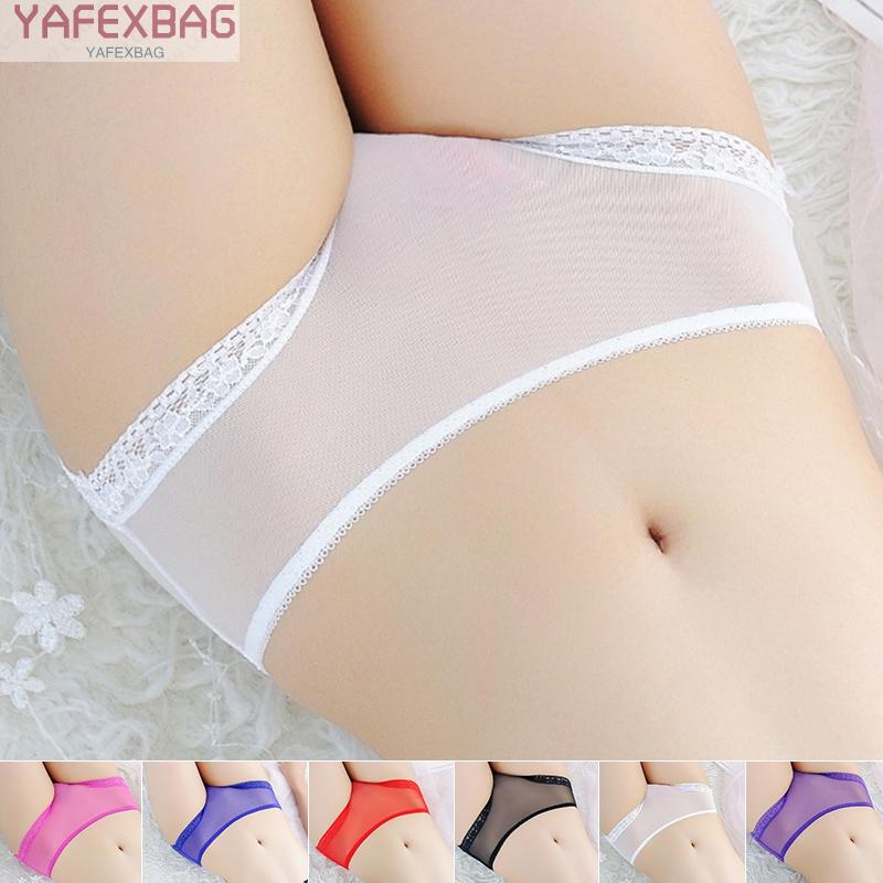 Panties 6 colors Lace+Mesh Screen Sexy Sheer Transparent Ultra thin Womens
