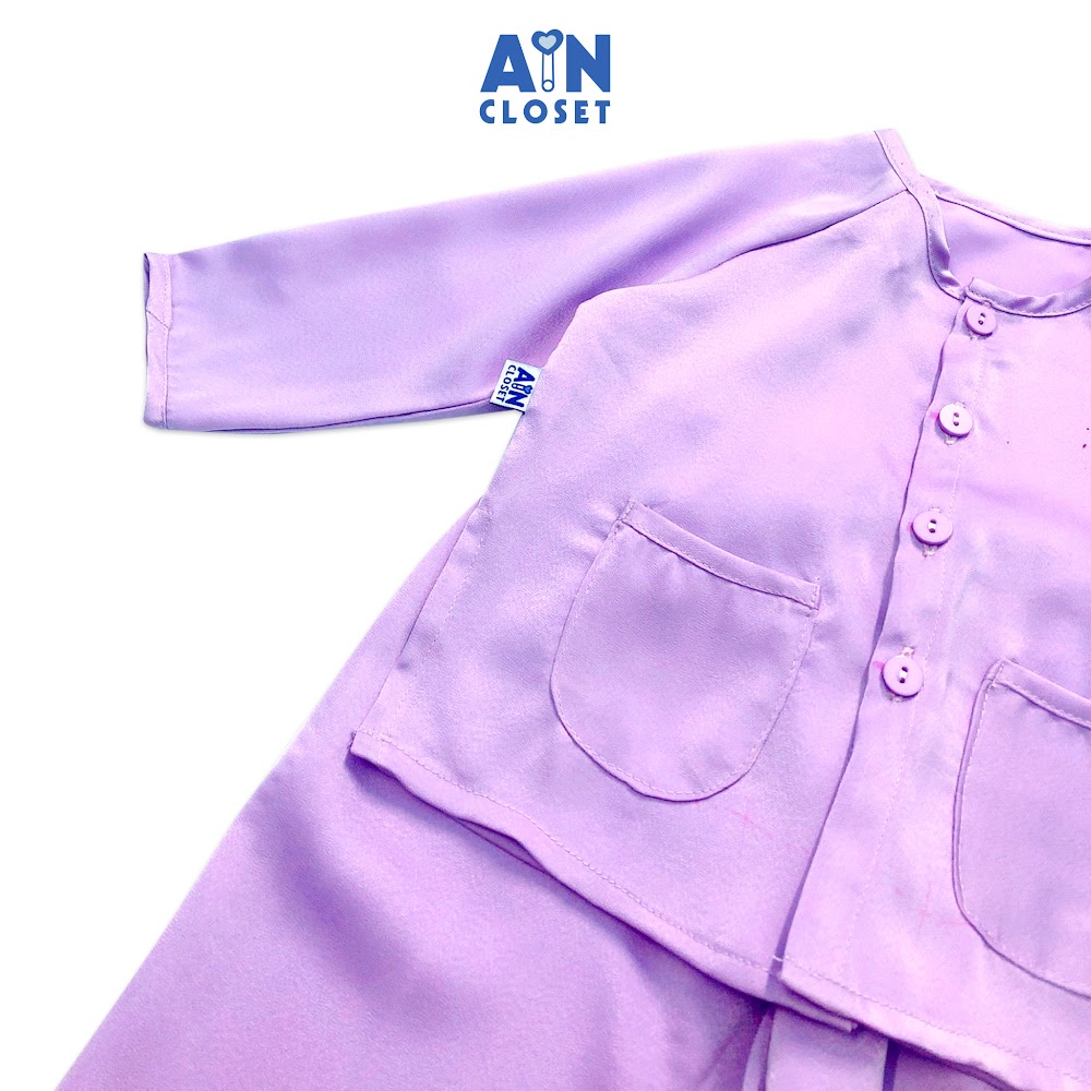 Bộ quần áo bà ba dài unisex Tím trơn lụa ngọc trai AICDBG6BOGQP AIN Closet