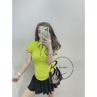 Áo Thun Ôm Có Cổ Phối Viền