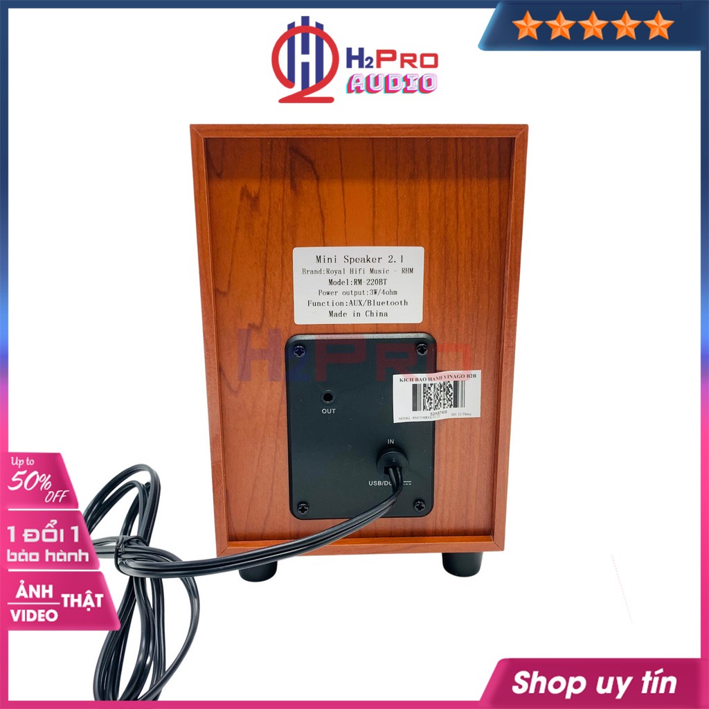 Loa Vi Tính 2.1, Loa Máy Tính RHM RM-220BT Bluetooth-Aux, Cao Cấp, Chính Hãng, Nhạc Hay, Bass Ấm - H2Pro Audio