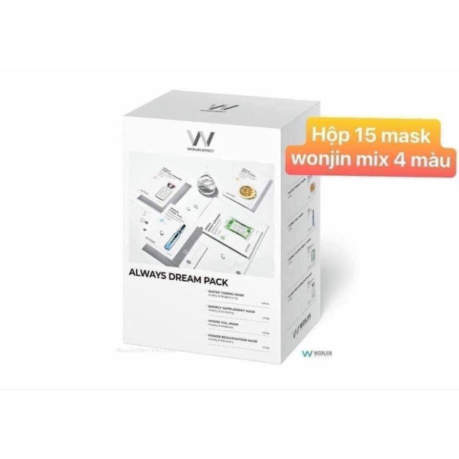 MẪU MỚI] Mặt Nạ Wonjin mẫu mới mix 4 màu hộp 15 miếngMask Wonjin New