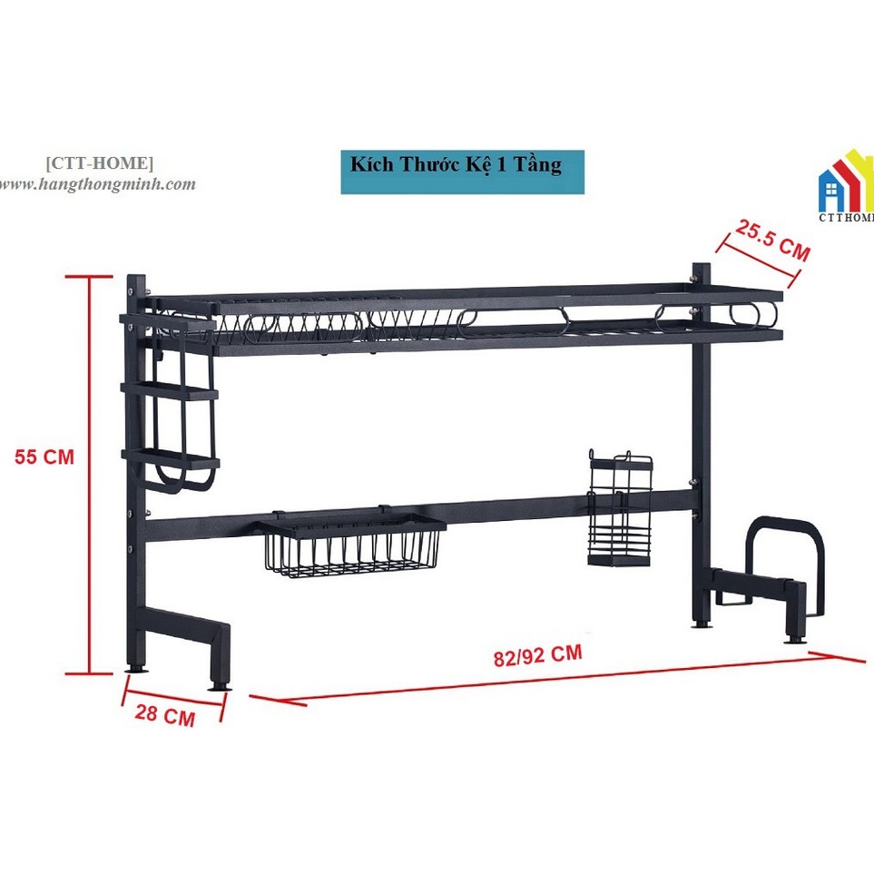 Giá Kệ Để Bát Đĩa Dao Thớt Đặt Trên Bồn Rửa Chén - 1 Tầng - 2 Tầng