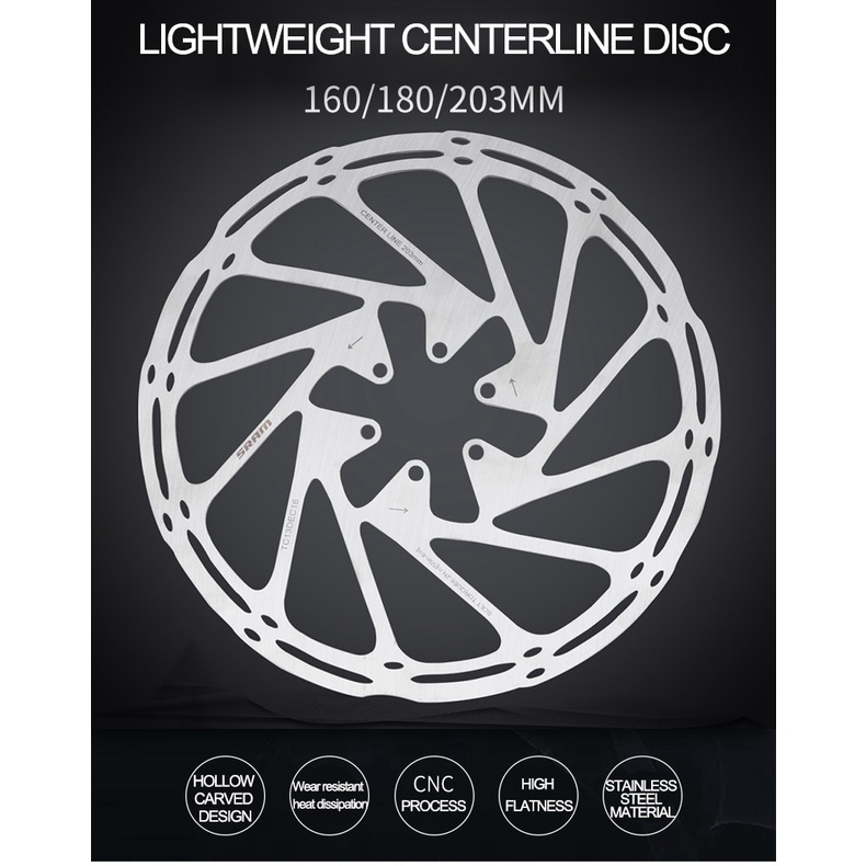 Đĩa phanh thủy lực SRAM 160mm 180mm 203mm bằng thép không gỉ cho xe đạp leo núi