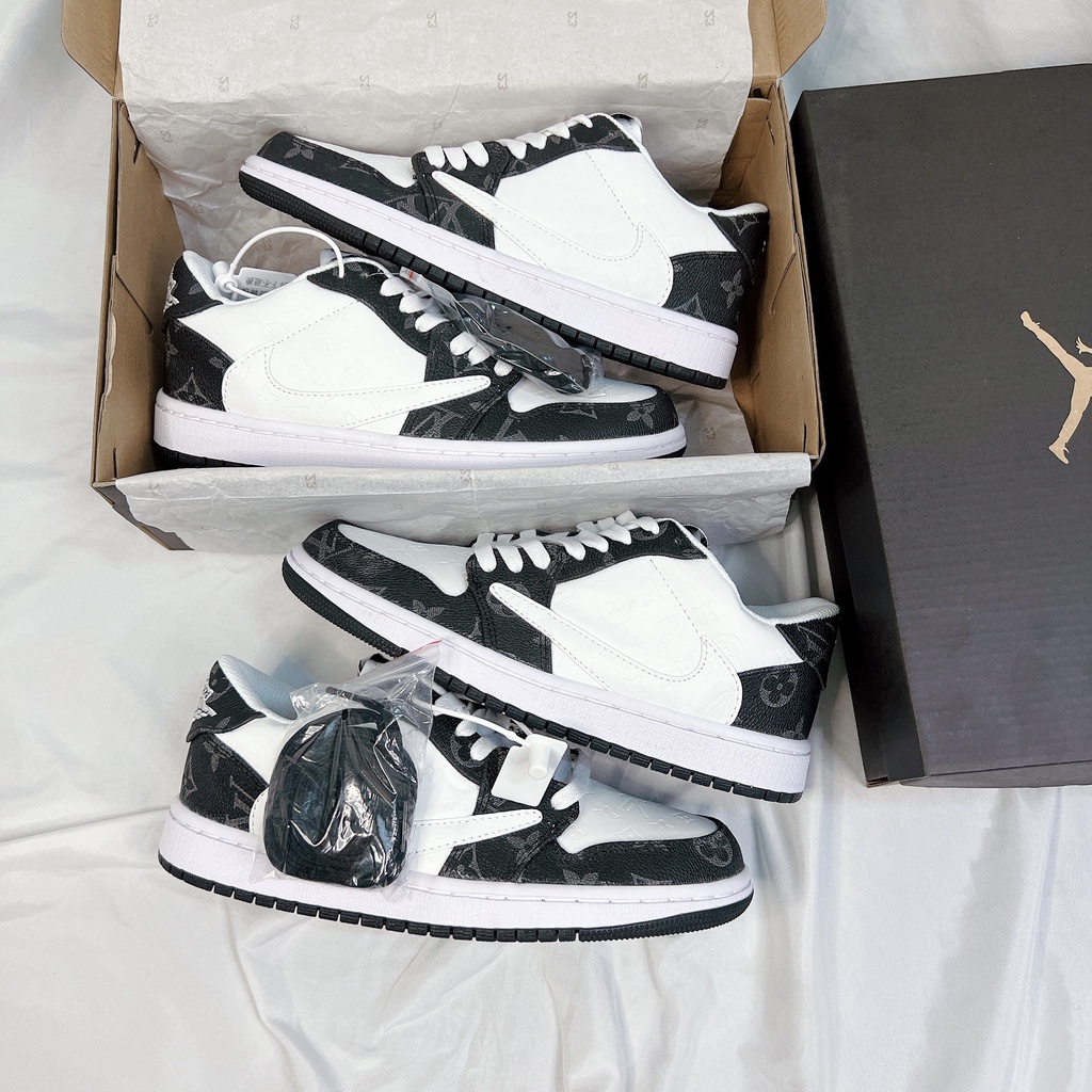 Giày Thể Thao Nam Nữ Ngô Thắng JD Thấp Travis Màu Đen Trắng