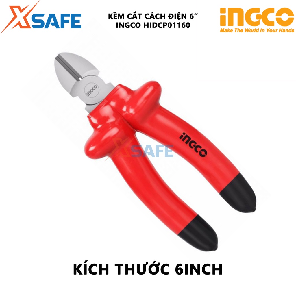 Kìm cắt cách điện INGCO HIDCP01160 6 inch/160mm, tay cầm cách điện 1000V chuyên dụng
