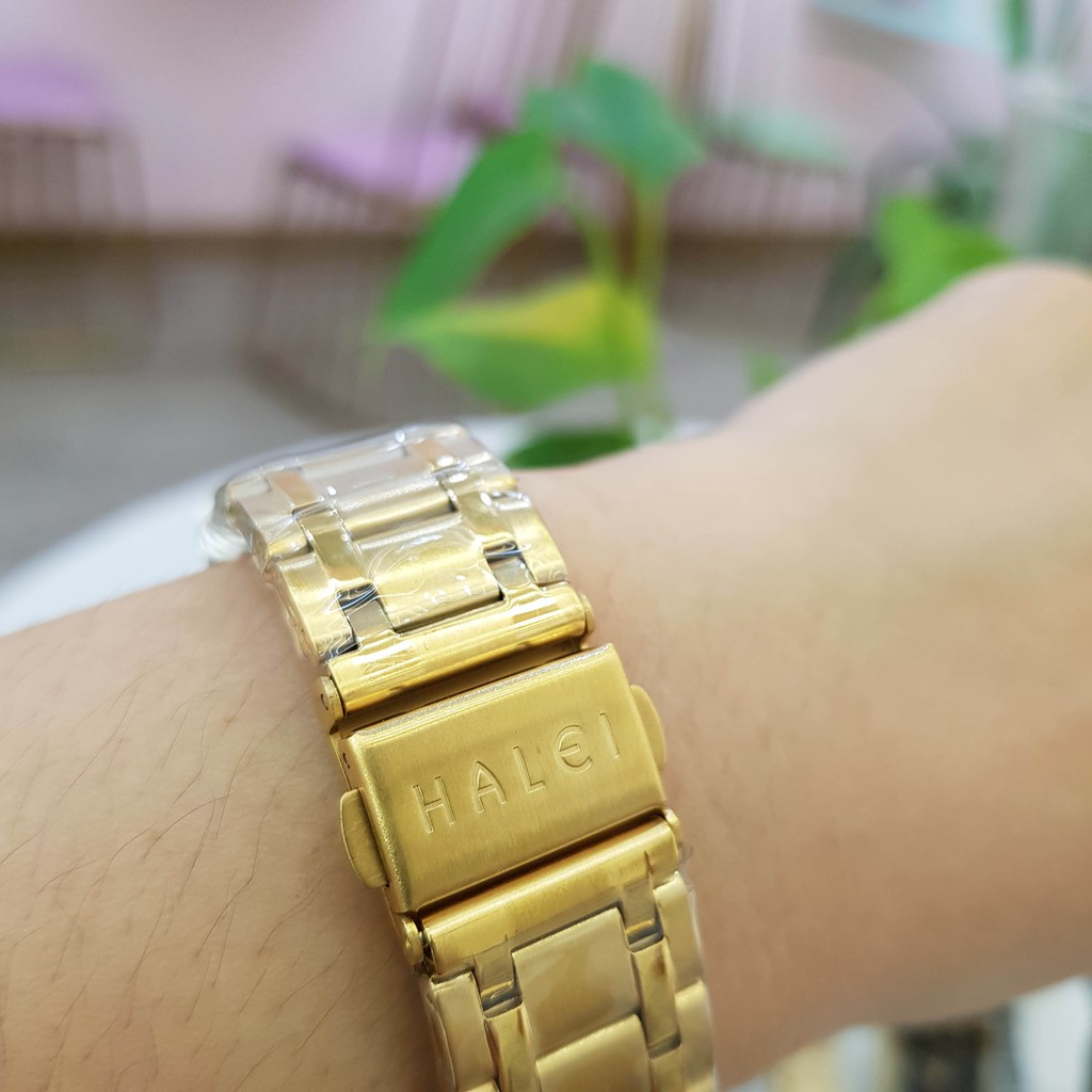 Đồng hồ nữ Halei mặt vuông dây thép đúc chống nước chống xước tuyệt đối có lịch chính hãng Tony Watch 68