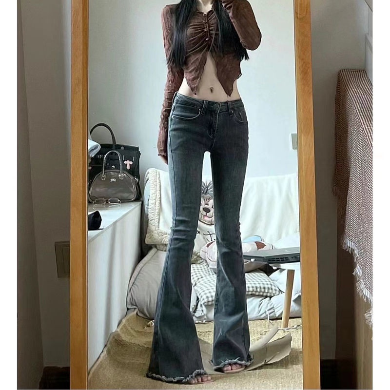 Quần Jeans Nữ Lưng Thấp Phong Cách Retro Mới