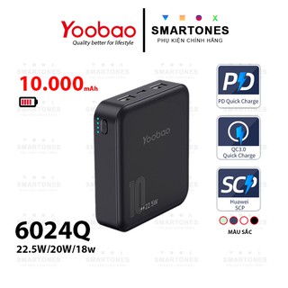 Pin sạc dự phòng Yoobao 6024Q dung lượng 10.000mAh công nghệ PD 3.0 QC 3.0 SCP FCP sạc nhanh 22.5/20/18W cho điện thoại