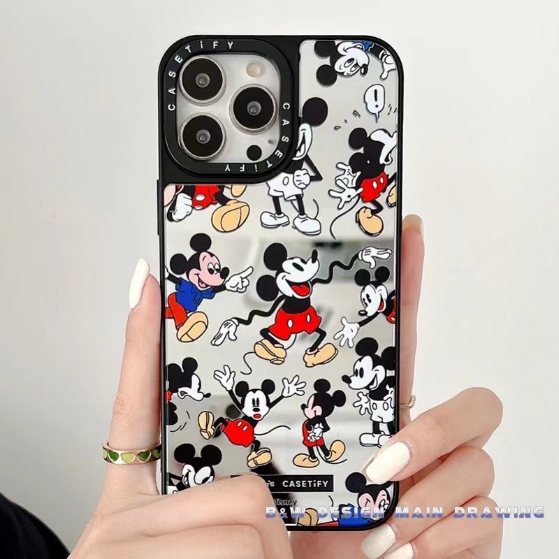 Hoạt Hình Ốp Điện Thoại Acrylic Cứng Chống Sốc Gắn Gương Cho iPhone 13 12 11 Pro Max XR IX XS Max i7 8 Plus