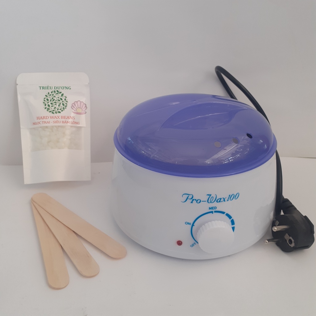 Combo nồi nấu sáp wax lông Prowax100 + Sáp wax lông cao cấp hương thơm 50g + 3 que lấy sáp - Bộ Tẩy Lông, KM đồ dũa móng