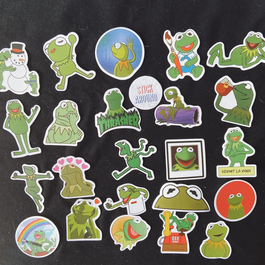 Sticker Ếch Kermit meme (hình dán nhựa pvc nhám) stickaroundvn