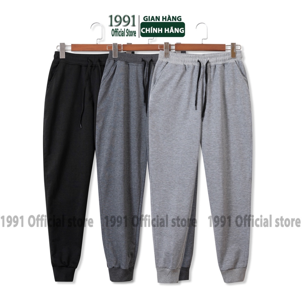 Quần Jogger Nỉ Da Cá nam 1991 Official Store thể thao vải trơn 3 màu thời trang
