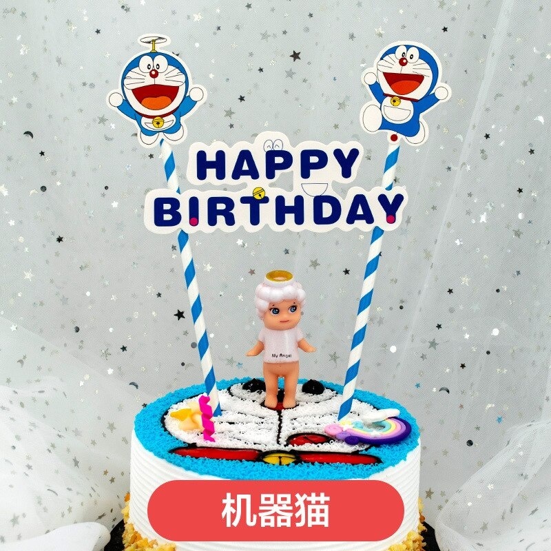DISNEY 1 Bộ Que Cắm Cờ Trang Trí Bánh Kem Sinh Nhật Chủ Đề Mèo Hello Kitty Mickey Spiderman Captain America Doraemon Peppa Pig