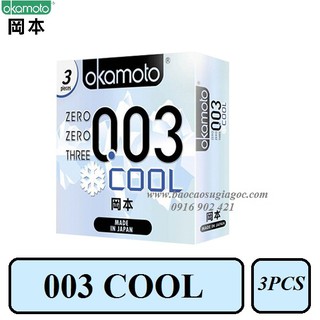 Bao cao su Okamoto 003 Cool siêu mỏng mát lạnh 3pcs
