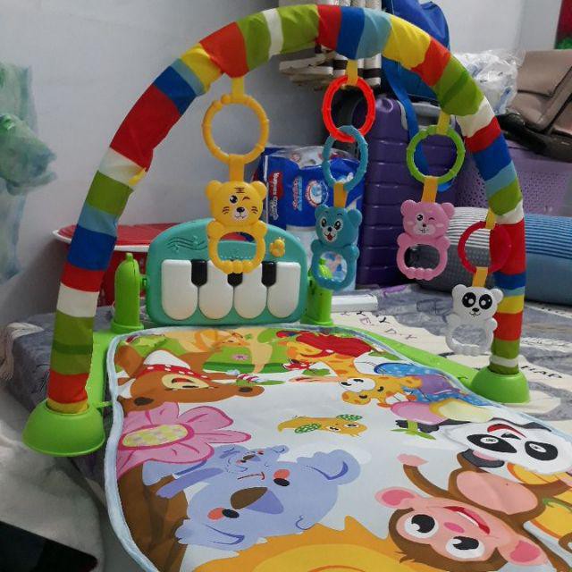 Thảm Khỉ Vườn Thú có đèn và nhạc, khung treo đồ chơi cho bé từ 0-12 tháng tuổi