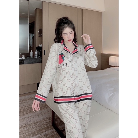 Đồ ngủ - Pyjama Gucci lụa tay dài nhẹ nhàng nữ tính
