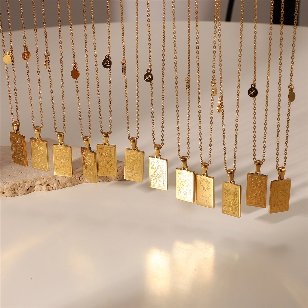 Vòng cổ Thép Không Gỉ Mạ Vàng 18K Mặt 12 Cung Hoàng Đạo Thời Trang