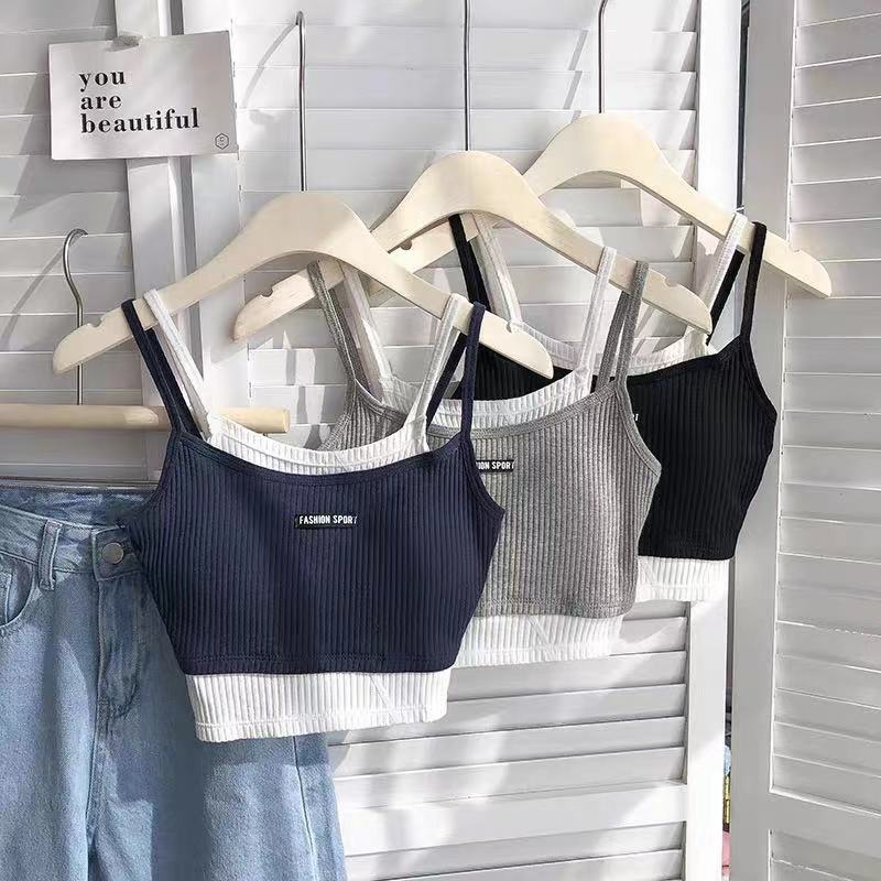 Áo bra nữ 2 lớp chất cotton dày dặn, Áo ngực mút mỏng dáng lửng xinh xắn B7711