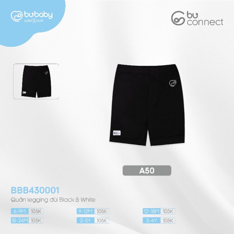Áo Phông & Quần Legging Đùi BU Black & White B4 • 6-9M 9-12M 12-18M 18-24M 2-3Y 3-4Y • Choding Home