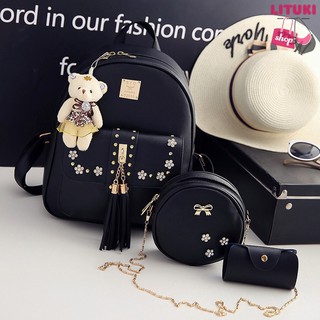 Combo 3 món Balo Tặng Gấu + Túi Đeo Chéo + Ví Mini LTK08