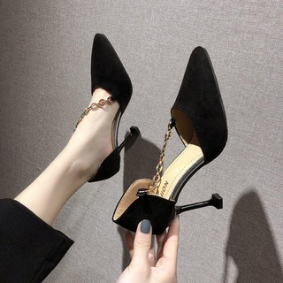 giày cao gót mũi nhọn đế 7p da lộn hàng Quảng châu cao cấp