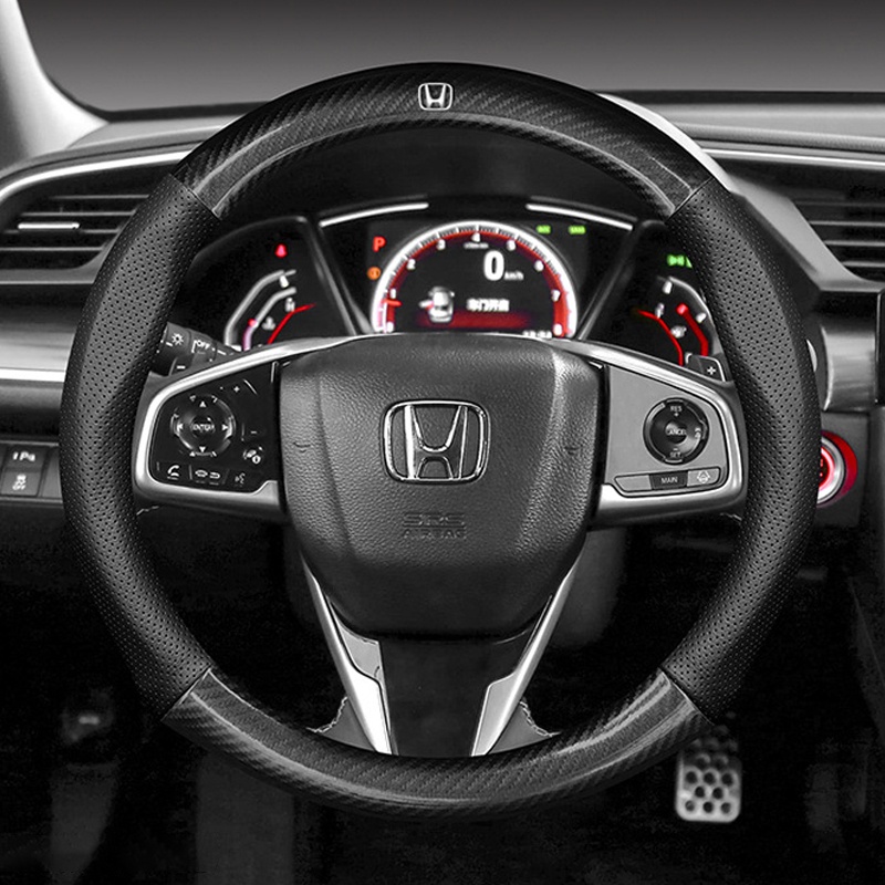Vỏ Bọc Vô Lăng Bằng Sợi Carbon Cho Xe Hơi Honda Freed Brio City Civic CRV HRV BRV Jazz FD / FC Accord
