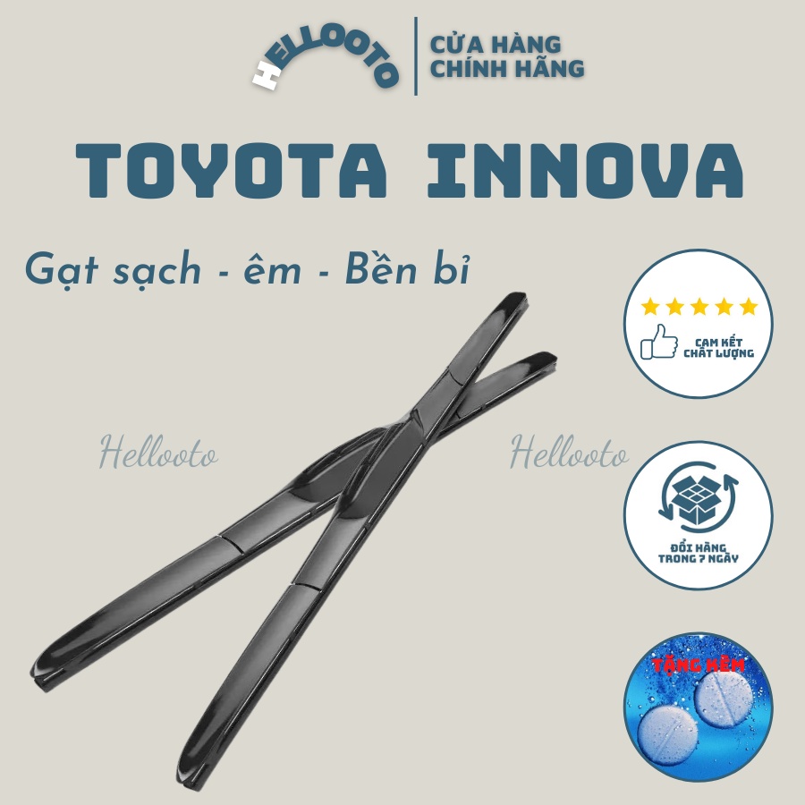 Gạt mưa ô tô, Gạt mưa silicone DOLY 3 khúc cao cấp xe Innova 2006 - 2022 + tặng kèm 3 viên sủi kính