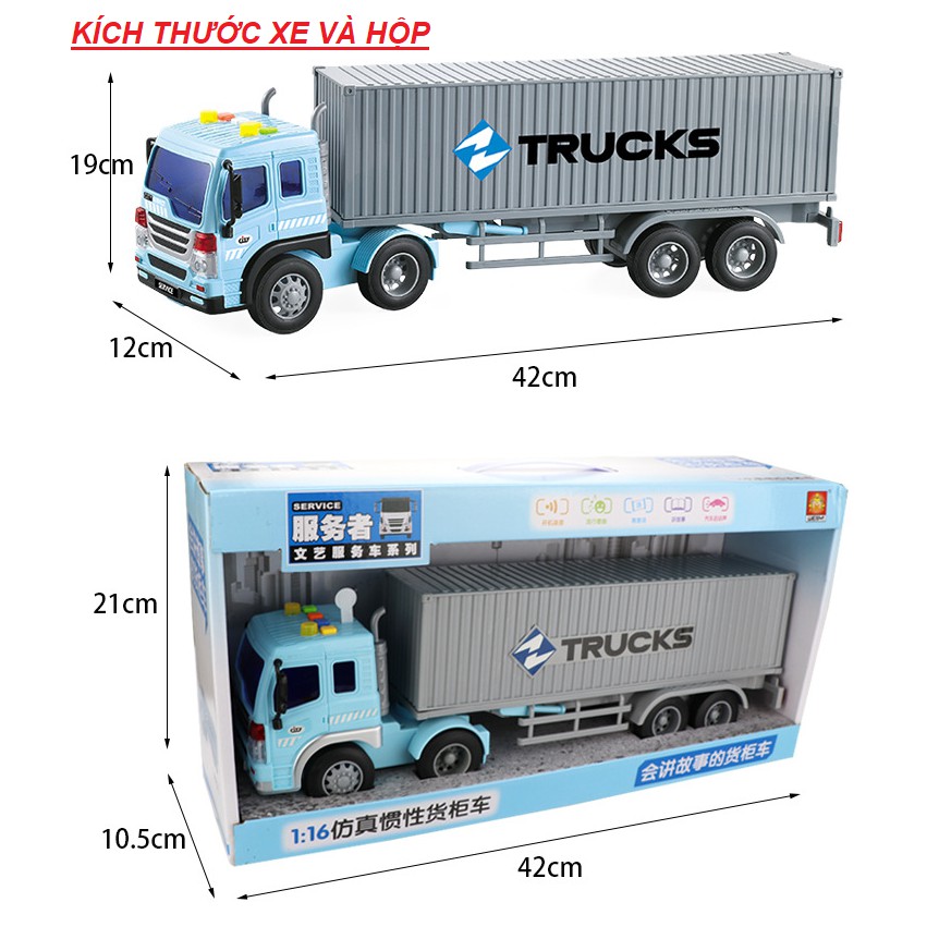 Xe đầu kéo chở hàng cỡ lớn đồ chơi trẻ em âm thanh và đèn xe bằng nhựa cao cấp