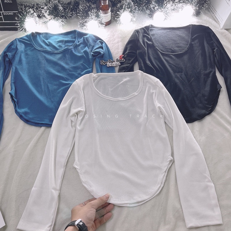 Áo thun tay dài nữ cổ vuông unisex dáng ôm body kiểu thun tăm đẹp siêu xinh VANISA CT048