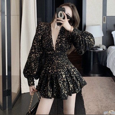 [Hàng order] Váy đính sequin lấp lánh đầm xếp ly eo cao gợi cảm ôm body V88