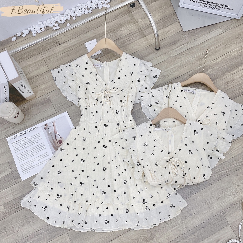 Đầm dự tiệc, váy tiểu thư cổ V tay bồng, hàng thiết kế cao cấp phù hợp đi chơi đi tiệc 7.beautiful V122