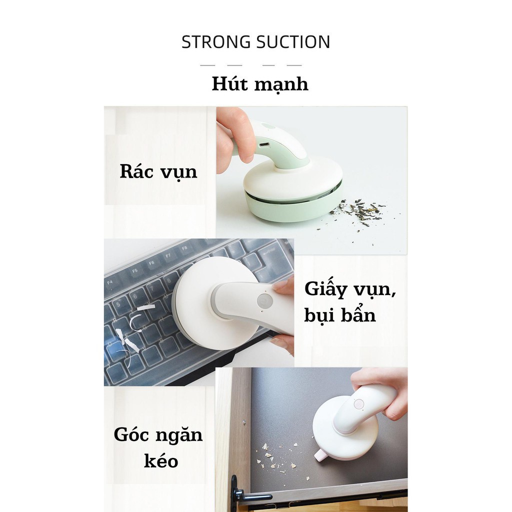 Máy hút bụi mini cầm tay, tiện dụng trong văn phòng, oto, gia đình, tặng kèm đầu hút nhỏ và chổi quét, mẩu mới 2021