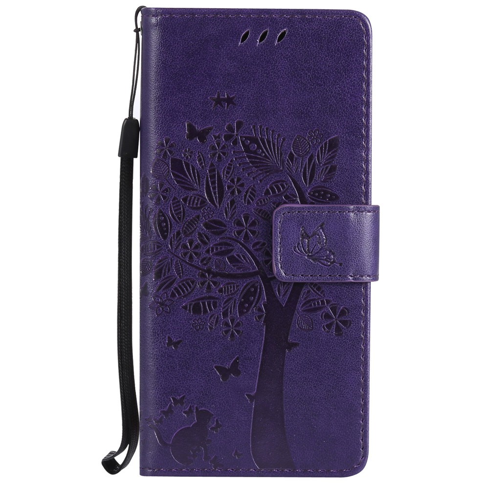 Bao da điện thoại nắp lật họa tiết cây/mèo dập nổi có ngăn đựng thẻ cho Samsung S8/ S8 Plus | BigBuy360 - bigbuy360.vn