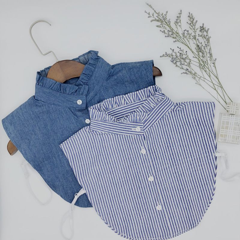 Cổ Áo Sơ Mi Giả Denim Thời Trang Nữ