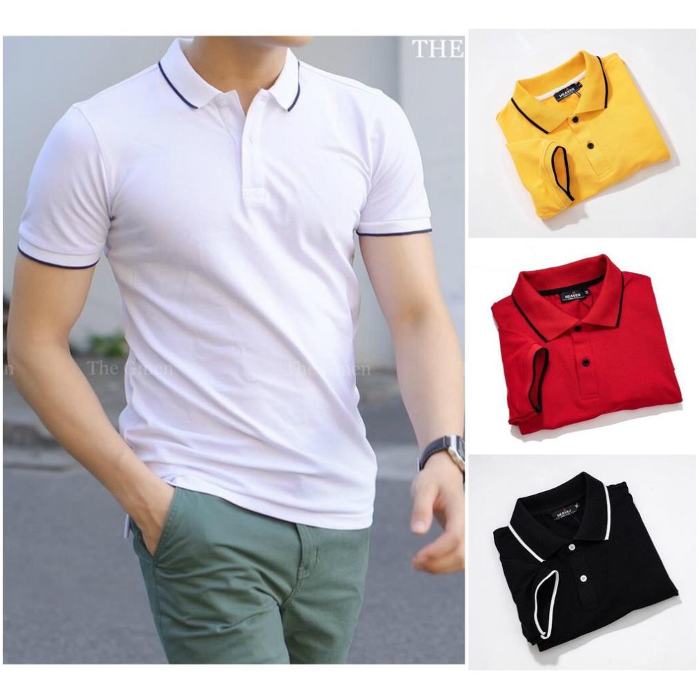 Nhận in logo - Đồng phục Áo thun áo phông body ngắn tay cổ bẻ tạo viền dáng Hàn chuẩn soái ca . ཿ *