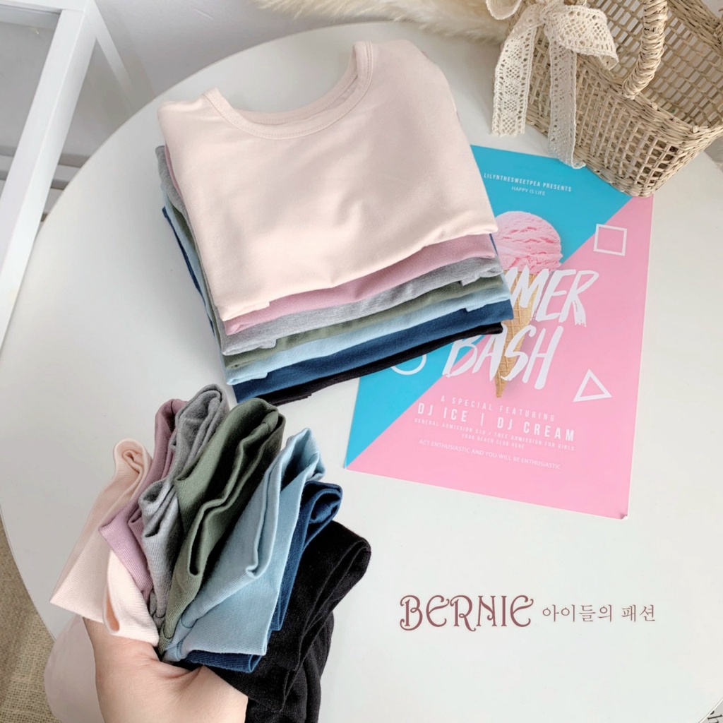 Bộ thun lạnh dài tay unisex cho bé, bộ dài tay vải thun lạnh cạp cao chun mềm