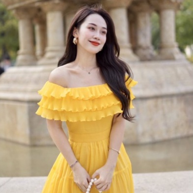 Váy trễ vai dáng dài thời trang Giian phối bèo dập li GV2516 | BigBuy360 - bigbuy360.vn