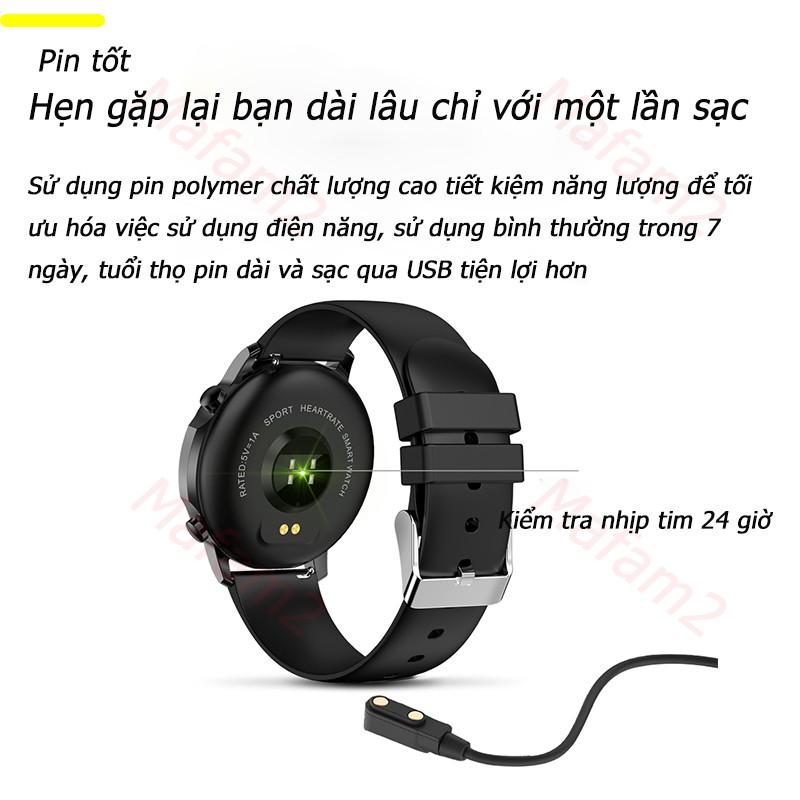 Đồng hồ thông minh V23 Bluetooth 5.0 màn hình cảm ứng tròn 1.3 inch chống nước IP67 theo dõi tập thể dục cho nữ