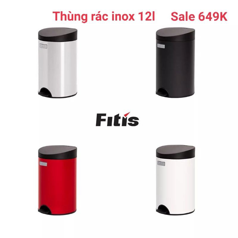 Tổng kho gia dụng thùng rác Inox cao cấp FITIS 10l-12l - 15l -  20 l - 22 l - 24L Chính hãng Fitis ( BẢO HÀNH 12 THÁNG)