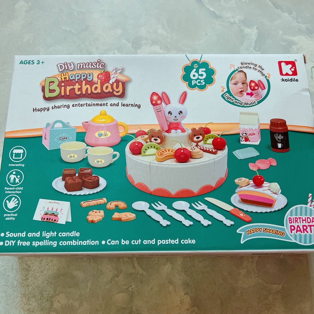 Bánh kem sinh nhật nến cảm ứng hiệu ứng thổi tắt cho bé