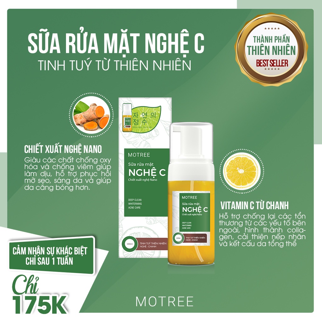 Sữa rửa mặt NGHỆ C MOTREE 100ml.