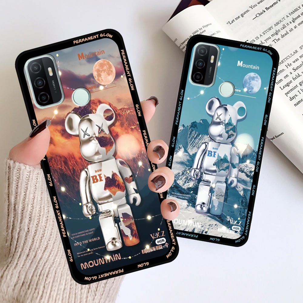 Ốp Oppo A53 in hình họa tiết Mountain, Be@rbrick dễ thương (T13 - T18)