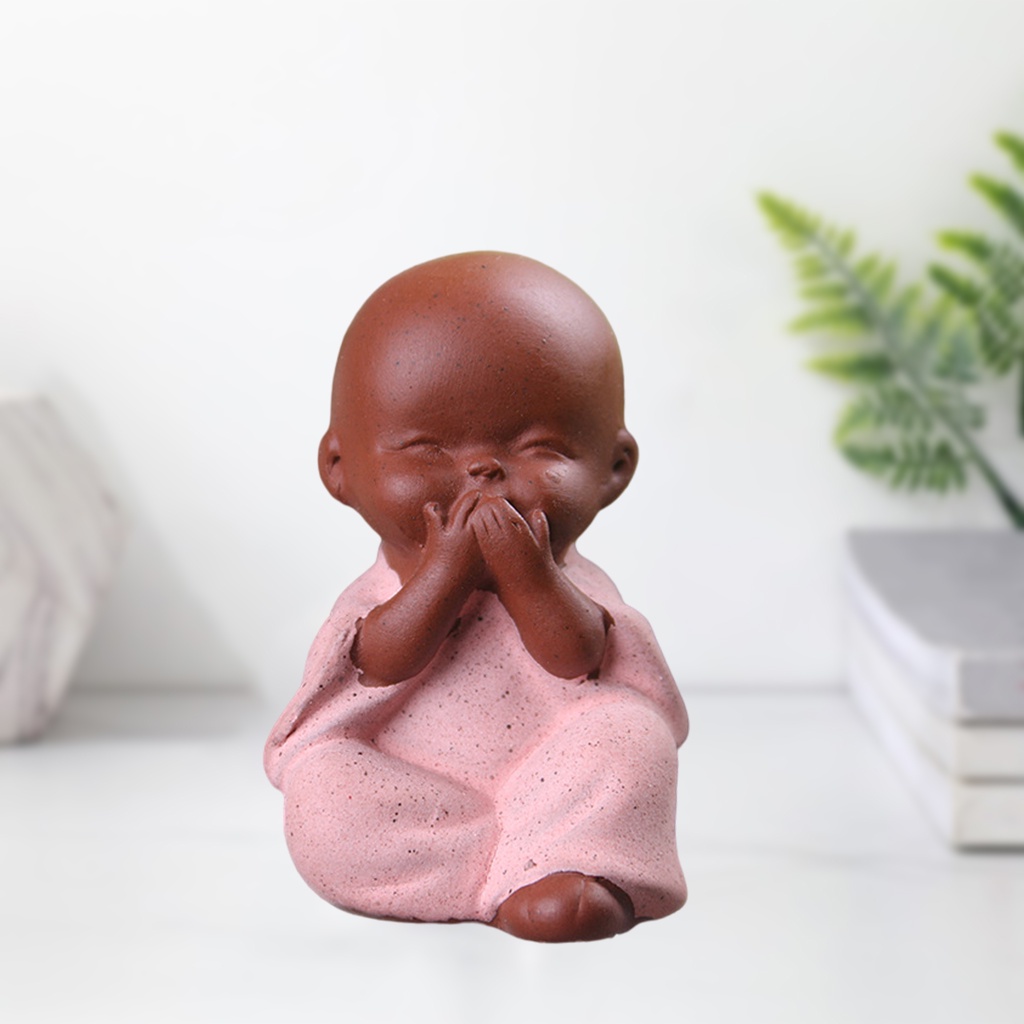 Tượng Chú Tiểu Mini Bằng Gốm Để Bàn Trang Trí