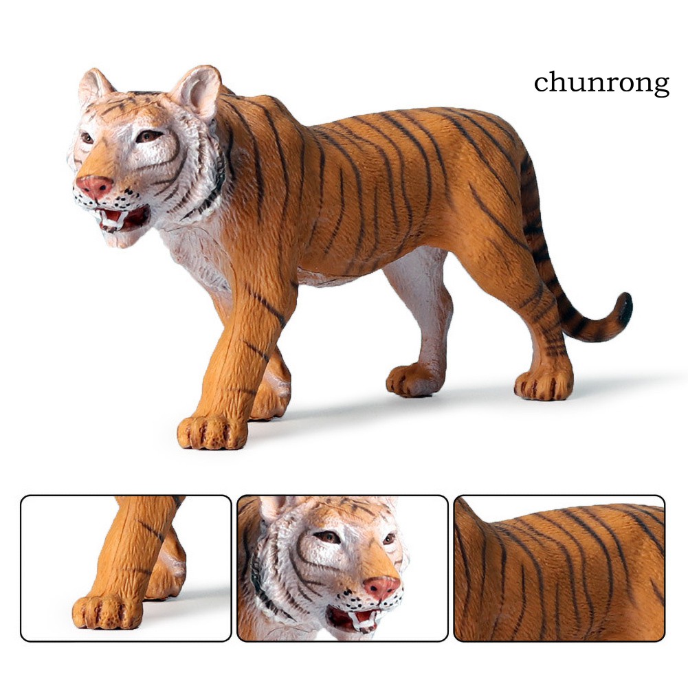 CR+1/4Pcs Kids Cute Simulated Solid Tiger Model Action Figure Toy Desktop Ornament