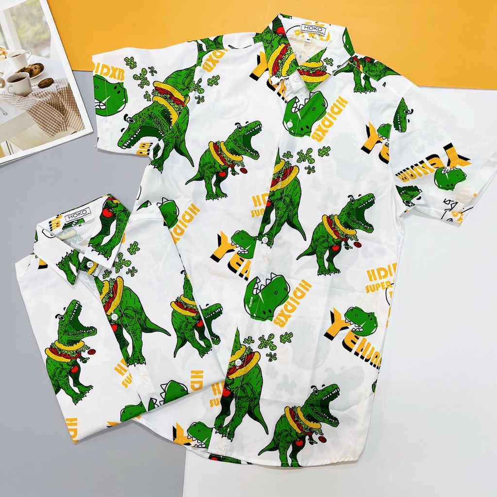 Áo sơ mi lụa nam nữ form rộng tay lỡ in hoạ tiết cực chất, đa dạng mẫu
