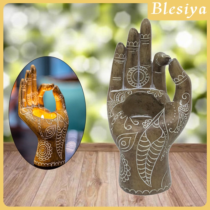[BLESIYA] Buddha Yoga Candle Holder Mudra Hand Tabletop Tealight Decor Statues Home Office Yoga Studio Collectible Figurines Candlestick for Relieve Pressure