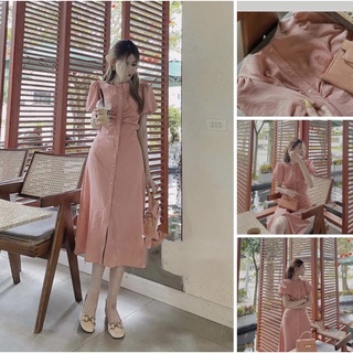 Váy Maxi Dúm Hồng Pastel