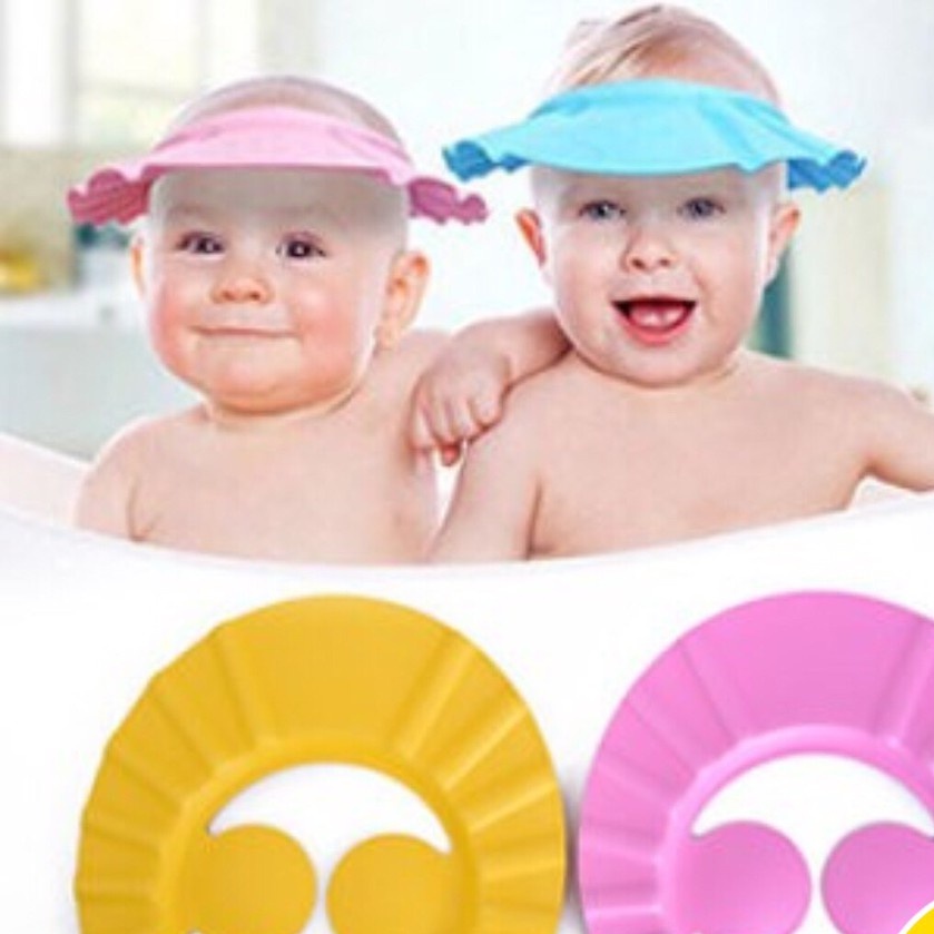 Mũ tắm gội đầu chắn nước cho bé, nón đội đầu khi tắm bảo vệ tai có thể điều chỉnh vòng đầu