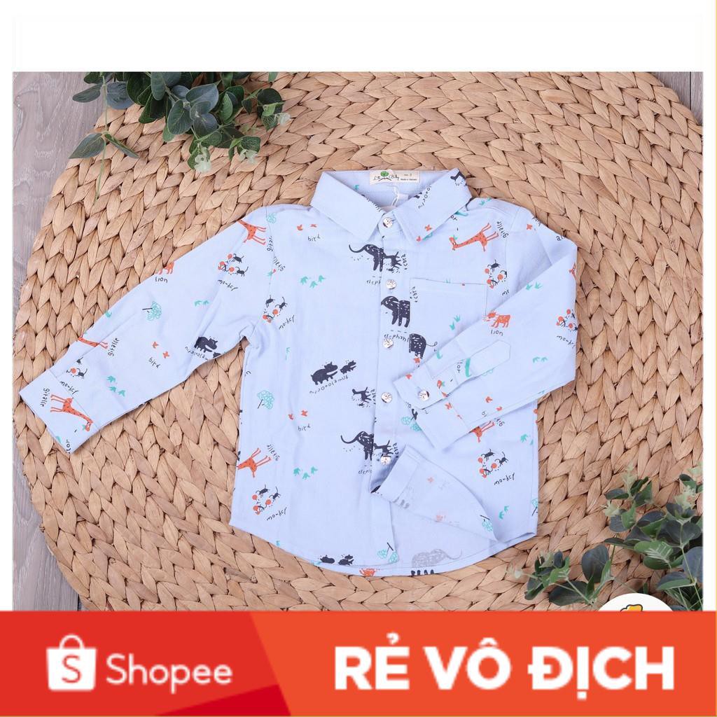 Sơ mi thô đũi dài tay  in hình họa tiết bé trai size 1-5T, cho bạn từ 10-20kg. Chất thô đũi đẹp, không nhăn